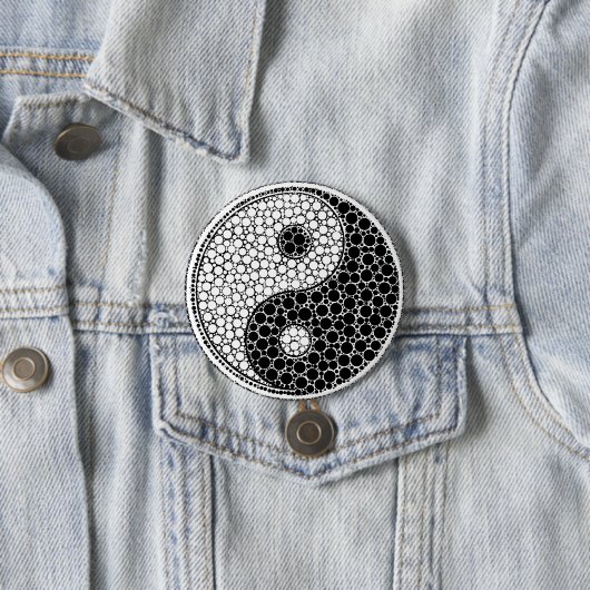 Yin und Yang-Punkt-Kunst Schwarzweiss Button (Beispiel)