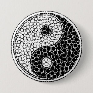 Yin und Yang-Punkt-Kunst Schwarzweiss Button