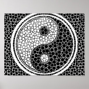 Yin und Yang-Punkt-Kunst Schwarzweiss Poster