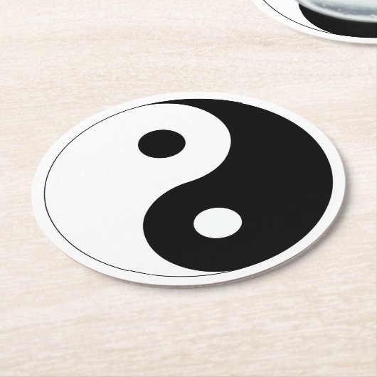 Yin und Yang Runder Pappuntersetzer (Angewinkelt)