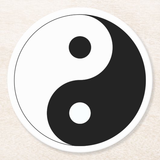 Yin und Yang Runder Pappuntersetzer (Vorderseite)