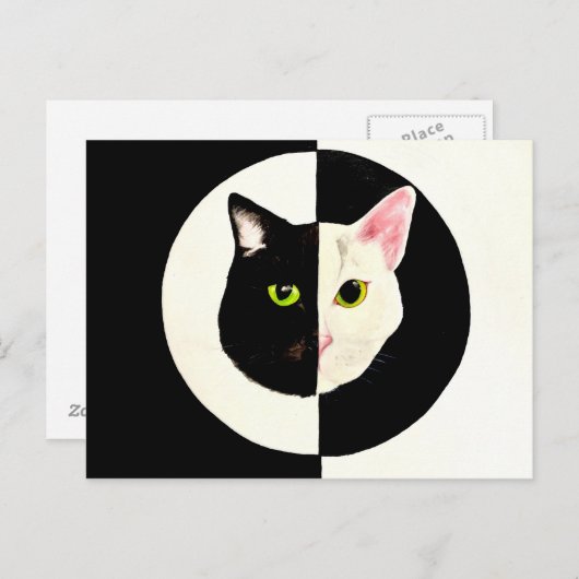 Yin und Yang Schwarz-Weiß Katzen müssen malen Postkarte (Vorne/Hinten)