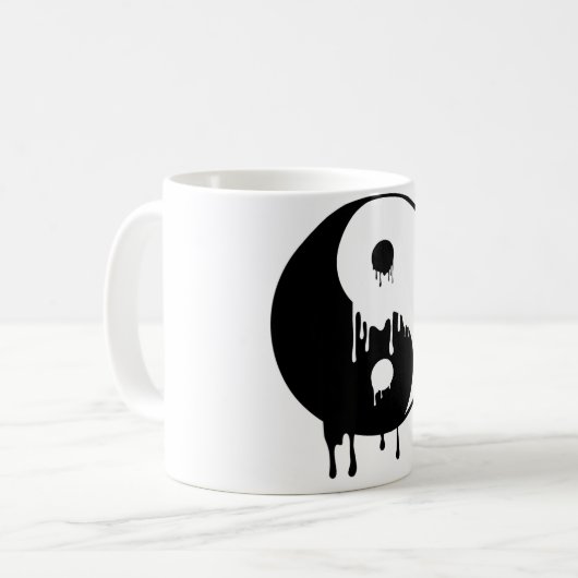 Yin und Yang Schwarz-weißer Paint Melting Drops Br Kaffeetasse (Vorderseite Links)