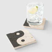 Yin und Yang Sides Steinuntersetzer (Seitenansicht)
