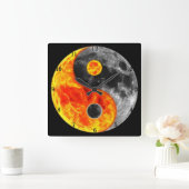 Yin und Yang, Sun und Mond Quadratische Wanduhr (Zuhause)