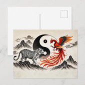Yin und Yang Tiger und Phoenix im asiatischen Stil Postkarte (Vorne/Hinten)