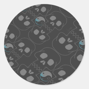 Yin-und-Yang-Triller-Schädel-Muster Runder Aufkleber