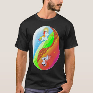 Yin und Yang Unicorn Death Metal Rainbow T-Shirt