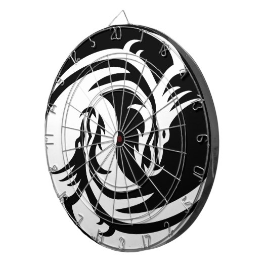 Yin und Yang, weißer und schwarzer Drache Dartscheibe (Vorderseite rechts)