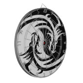 Yin und Yang, weißer und schwarzer Drache Dartscheibe (Vorderseite Links)