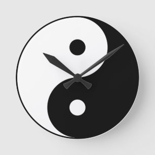 Yin und Yang (Yin-Yang, Yin Yang, 陰 陽). Runde Wanduhr