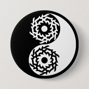 Yin und Yang-Zeichen in Schwarzweiß Button