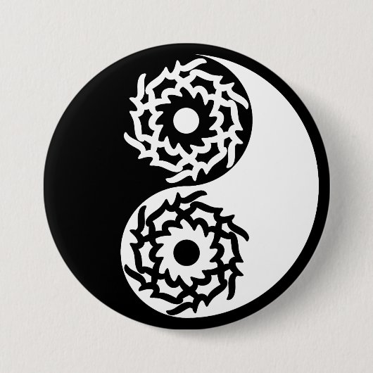 Yin und Yang-Zeichen in Schwarzweiß Button (Vorderseite)