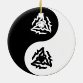 Yin und Yang-Zeichen in Schwarzweiß Keramik Ornament (Hinten)