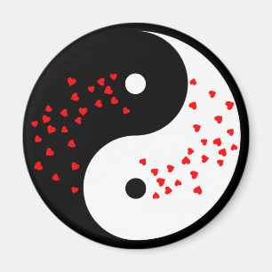 Yin- und Yang-Zeichen mit Valentinsherzen Magnet