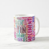 Yin Yan Nuage de Mots Text Interconnection Kaffeetasse (VorderseiteRechts)
