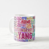 Yin Yan Nuage de Mots Text Interconnection Kaffeetasse (Vorderseite Links)