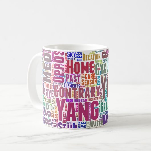 Yin Yan Nuage de Mots Text Interconnection Kaffeetasse (Vorderseite Links)