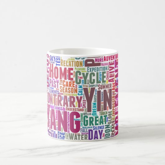 Yin Yan Nuage de Mots Text Interconnection Kaffeetasse (Mittel)