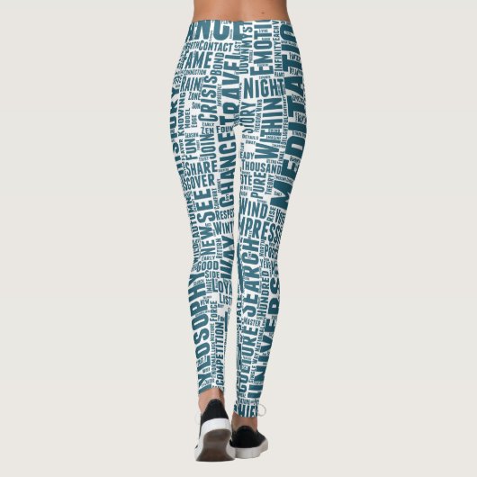 Yin Yan Nuage de Mots Text Interconnection Leggings (Rückseite)