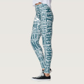 Yin Yan Nuage de Mots Text Interconnection Leggings (Links)