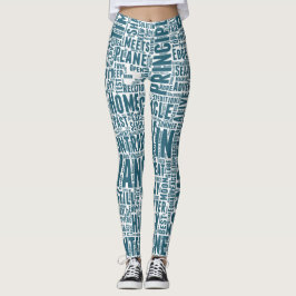 Yin Yan Nuage de Mots Text Interconnection Leggings