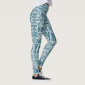 Yin Yan Nuage de Mots Text Interconnection Leggings (Rechts)