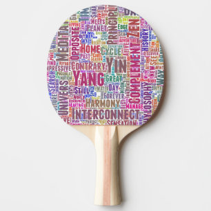 Yin Yan Nuage de Mots Text Interconnection Tischtennis Schläger