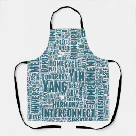 Yin Yan Nuage de Mots Texte Motif Interconnexion Schürze