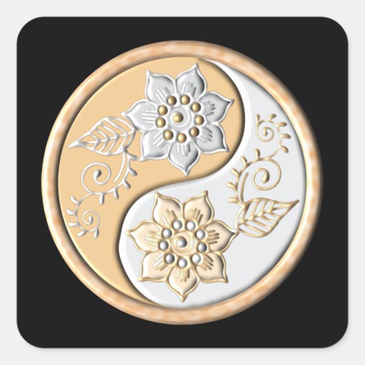 Yin Yang 1 Quadratischer Aufkleber (Vorderseite)