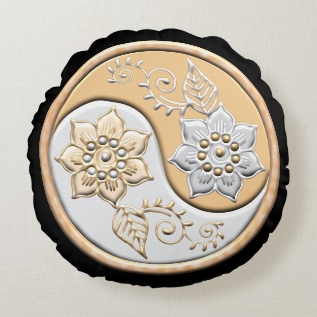 Yin Yang 1 Rundes Kissen (Vorderseite)