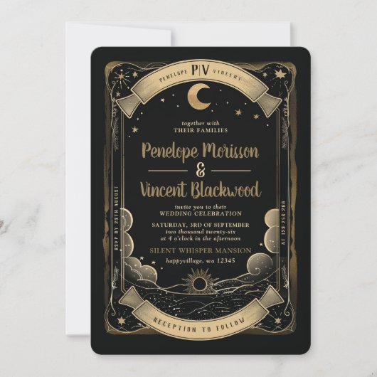 Yin Yang 2 | Hochzeit von Tarots Einladung (Vorderseite)