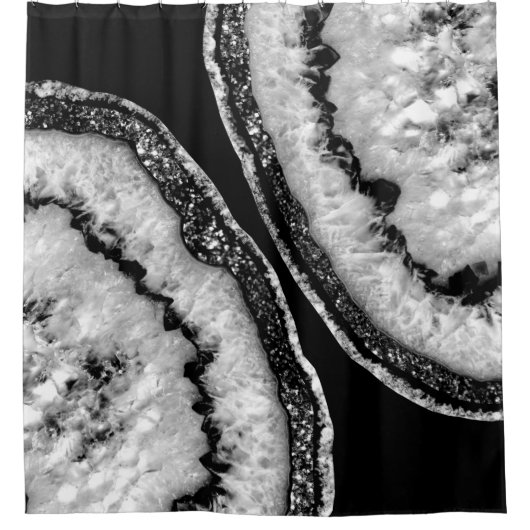 Yin Yang Agate Black Glitzer Glam #1 Duschvorhang (Vorderseite)