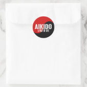 Yin Yang Aikido 1 Runder Aufkleber (Tasche)