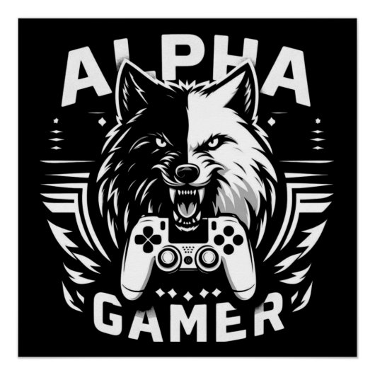 Yin Yang Alpha Gamer Wolf Poster (Vorderseite)