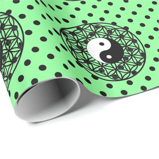 Yin Yang, ängstliche Geometrie, Polka-Punkte, Geschenkpapier (Rolleneckpunkt)