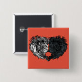 Yin Yang Animal Art, Kampf gegen Löwen Button (Vorne & Hinten)