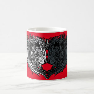 Yin Yang Animal Art, Kampf gegen Löwen Kaffeetasse