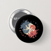 Yin Yang Animal Art, Spirit Wölfe Button (Vorne & Hinten)
