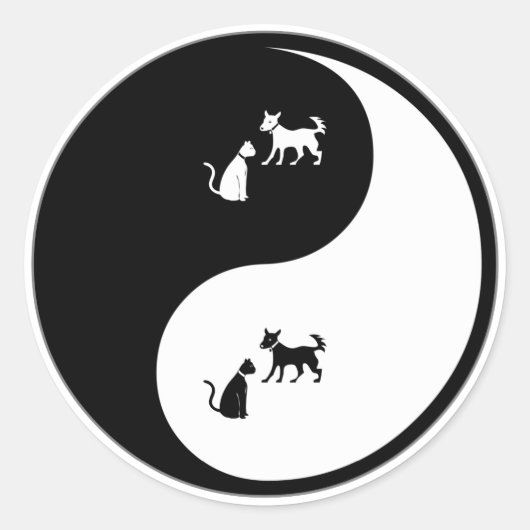 Yin Yang Animal Kontrolle Runder Aufkleber (Vorderseite)