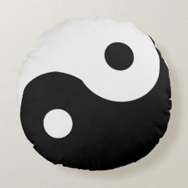 Yin Yang Anpassbar Schwarz und Weiß Rundes Kissen