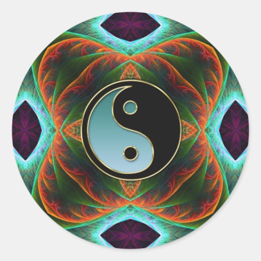 Yin Yang Aqua Green Fraktal Art Sticker (Vorderseite)