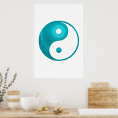 Yin Yang Aquamarin Blue Aqua Spiral Template Yin-Y Poster (Küche)