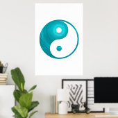 Yin Yang Aquamarin Blue Aqua Spiral Template Yin-Y Poster (Heimbüro)