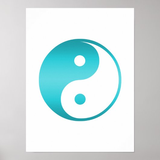 Yin Yang Aquamarin Blue Illustration Template Poster (Vorne)