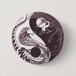 Yin Yang Art - Snake vs Bird Button