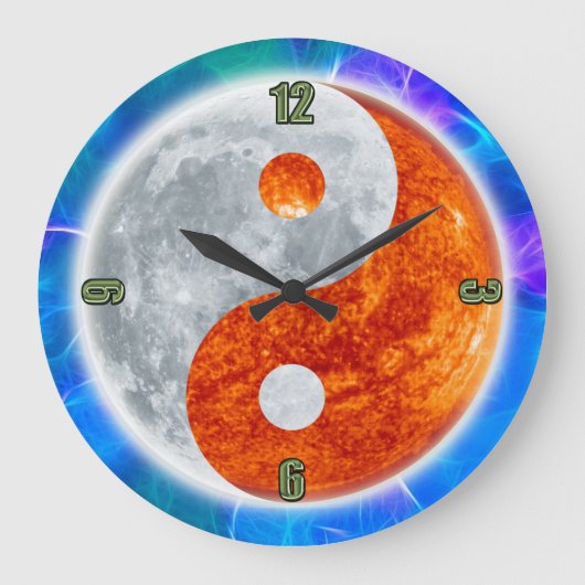 Yin & Yang Asian sign for Balance Wall Clock Große Wanduhr (Vorderseite)