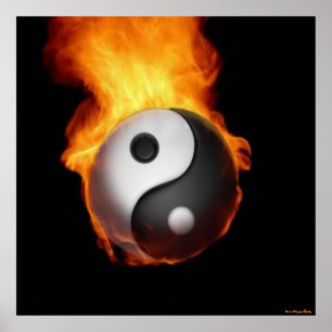 Yin Yang auf dem Feuerplakat Poster