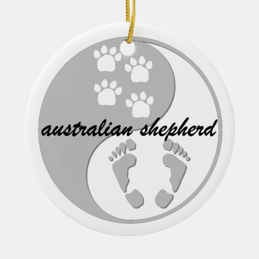 yin Yang-Australierschäfer Keramikornament (Vorne)