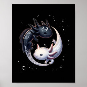 Yin Yang Axolotl Japanische Grafik Anime Kunst Axo Poster